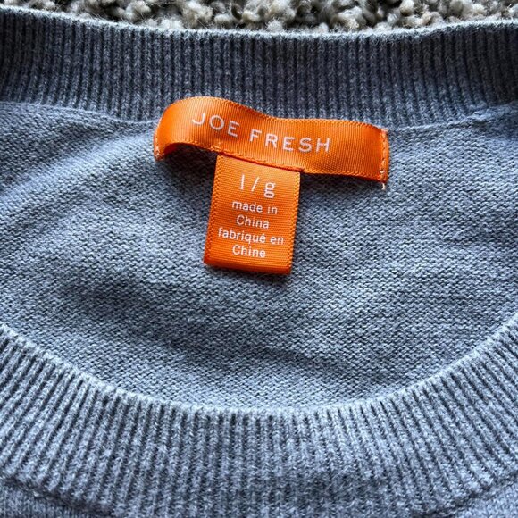 Joe Fresh Sweater Womens Large Gray Sweater w/Black Cat - Picture 3 of 6
